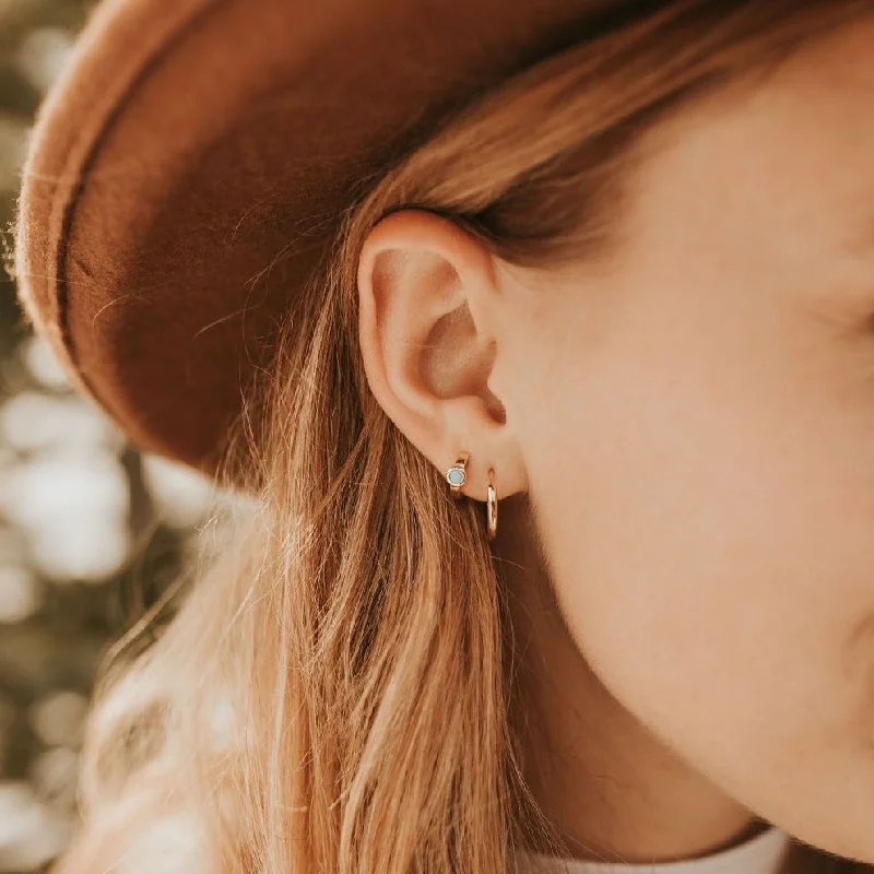 Polished gold earrings-Noelle Turquoise Hoops