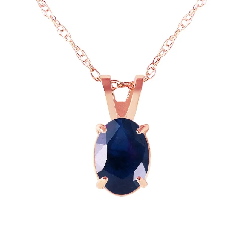 Surf wave necklaces-1 Carat 14K Rose Gold Solitaire Sapphire Necklace