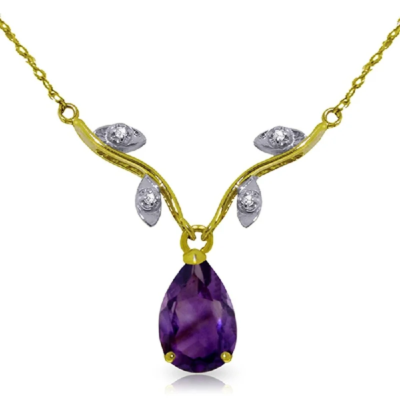 Boho bead necklaces-1.52 Carat 14K Gold Crave and Have Amethyst Diamond Necklace