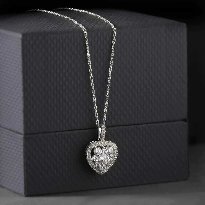 Floating stone necklaces-De Couer 10k Gold 2/5ct TDW Heart Shape Diamond Necklace