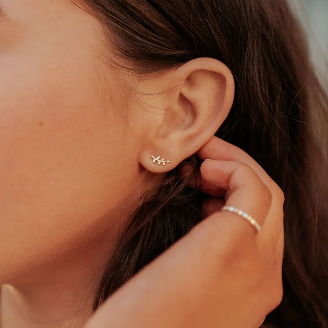 Bold druzy earrings-Laurel Gold Leaf Studs