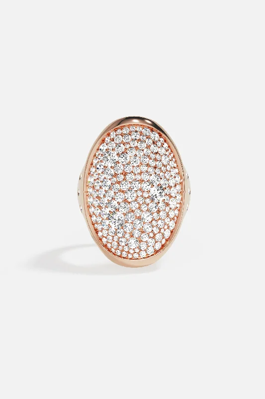 Mixed metal rings-Pavé Rose Gold Oval Ring