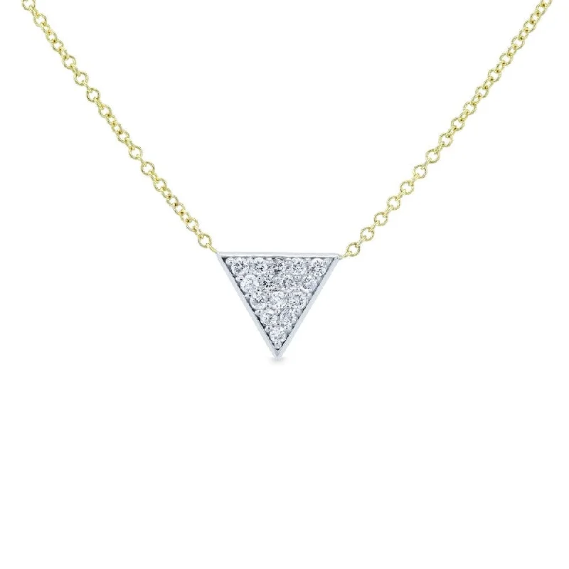 Coiled cord necklaces-Annello by Kobelli 14k White Gold Triangle Diamond Necklace Yellow Gold Chain