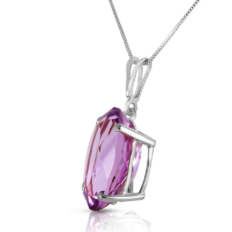 Peace charm necklaces-7.55 Carat 14K Solid White Gold Necklace Oval Purple Amethyst