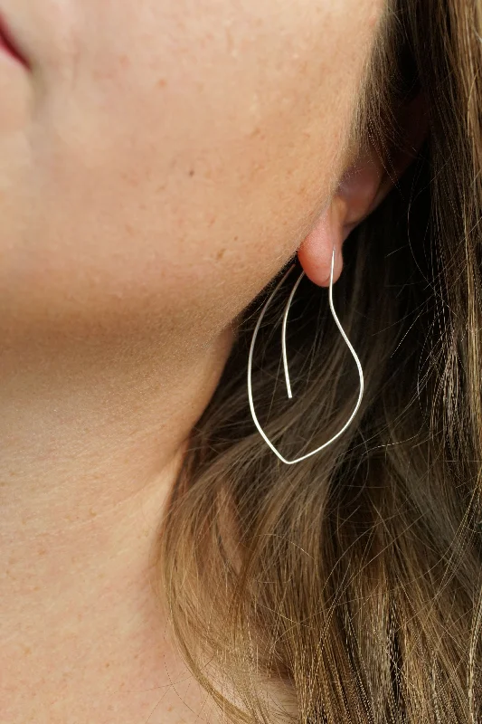 Wave motif earrings-Flourish Threader Hoop Earrings in silver or gold-filled