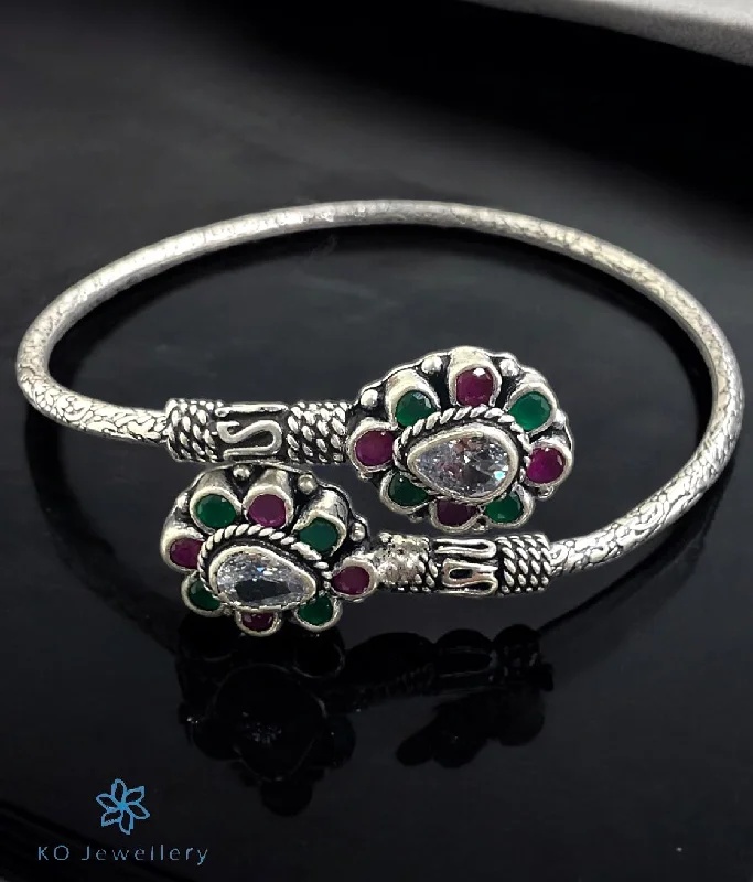 Layered link bangles-The Pujita Silver Openable Gemstone Bracelet