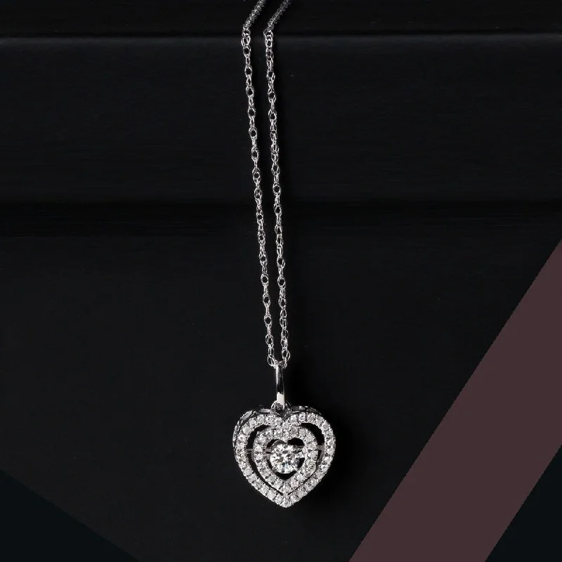 Sleek gem necklaces-De Couer 10k White Gold 1/5ct TDW Diamond Heartbeat Necklace - White H-I