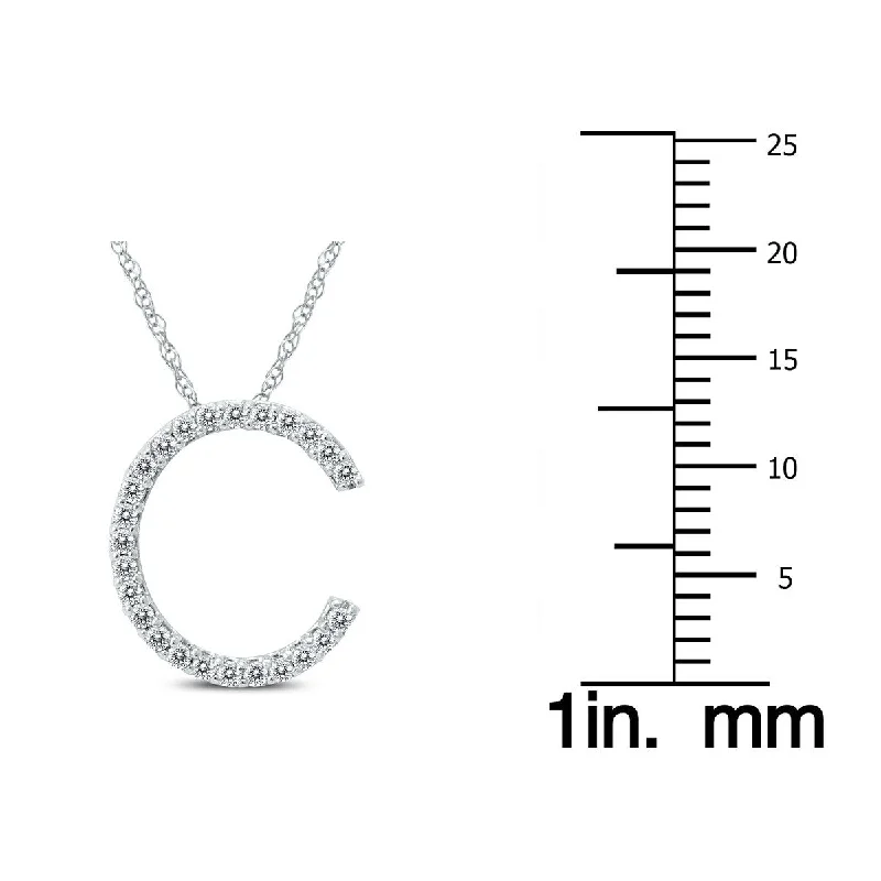 Cool wood necklaces-Marquee 1/8 Carat TW C Initial Diamond Pendant Necklace in 10K White Gold with Adjustable Chain