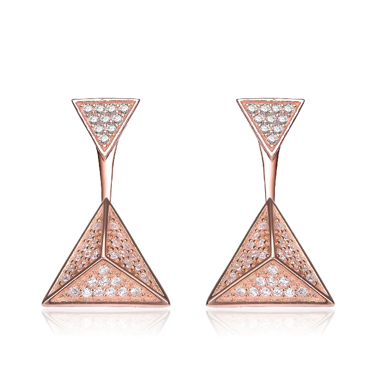 Leaf design earrings-Elise Multiple Triangle Jacket Earrings