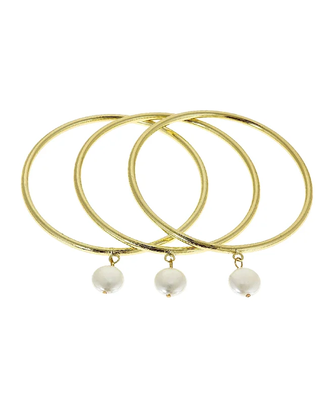 Braided silk bangles-Bangle Set w/ Pearl Charm