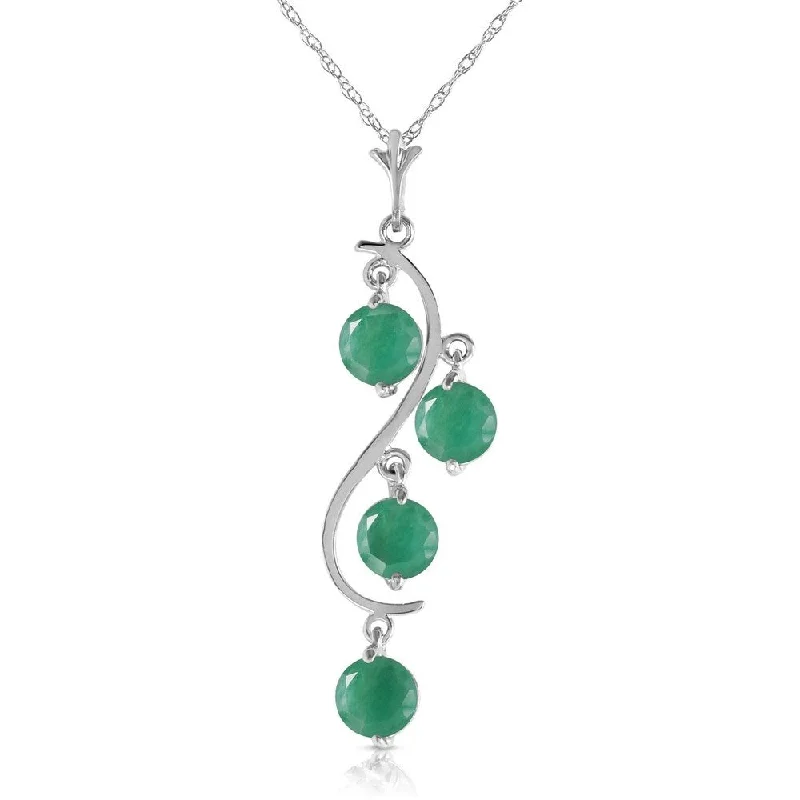 Braided link necklaces-2 Carat 14K White Gold Residue of Design Emerald Necklace