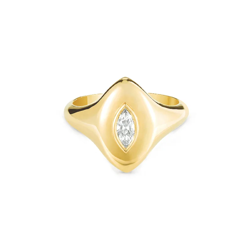 Fluid gem rings-Marquise Pinky Ring