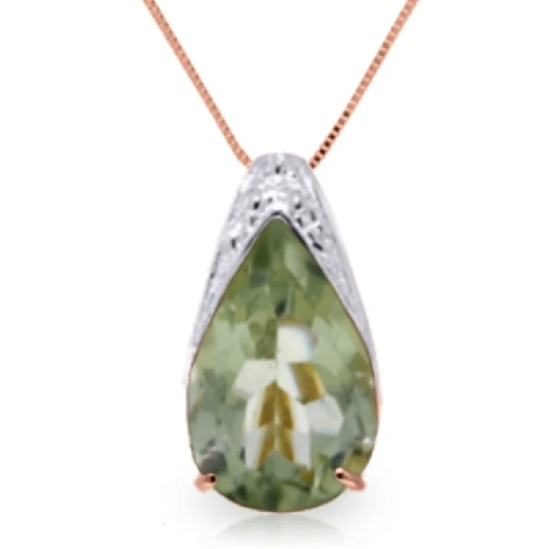 Cord fringe necklaces-5 Carat 14K Rose Gold Ocean Green Amethyst Necklace