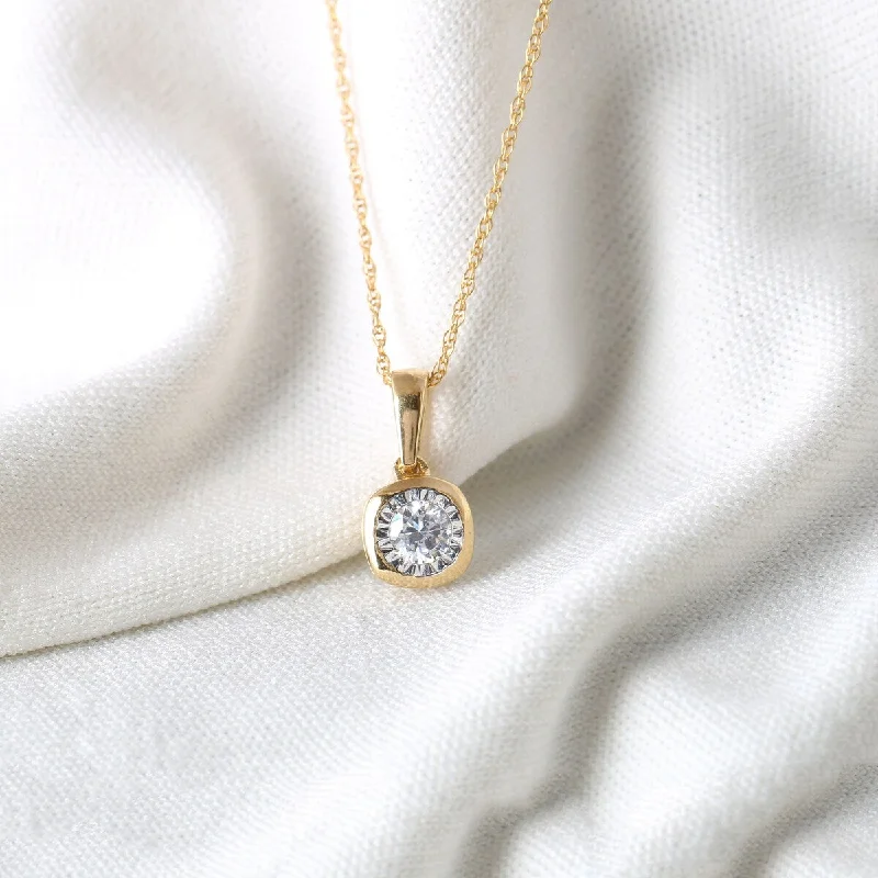 Reef knot necklaces-1/6ct TDW Diamond Solitaire Necklace Pendant in 10k Gold by De Couer