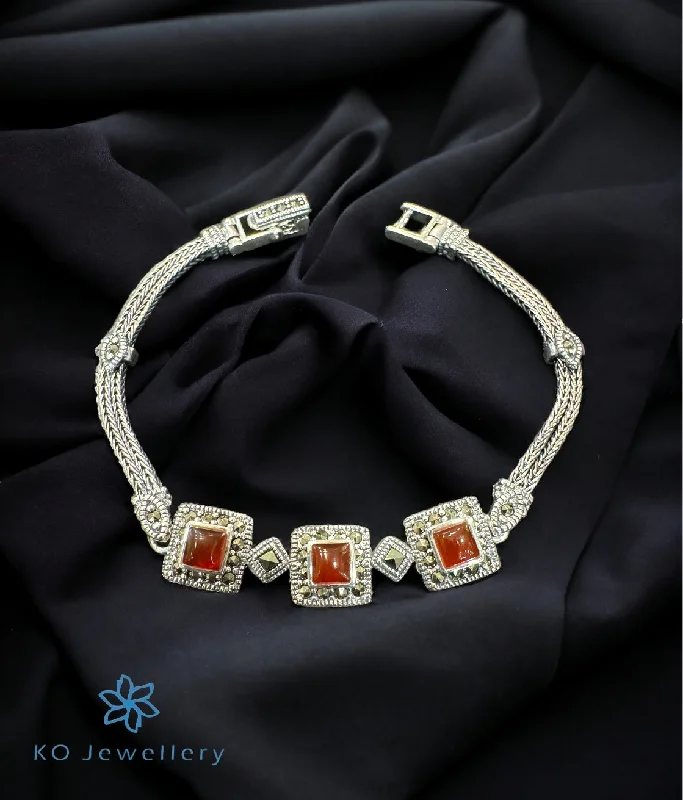 Warm clay bangles-The Arizona Sparkle Silver Marcasite Bracelet (Red)