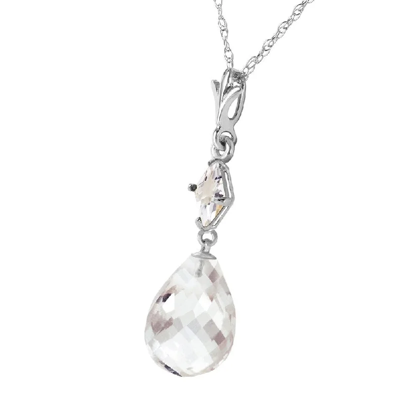 Topaz pendant necklaces-5.5 Carat 14K Solid White Gold Own Passage White Topaz Necklace