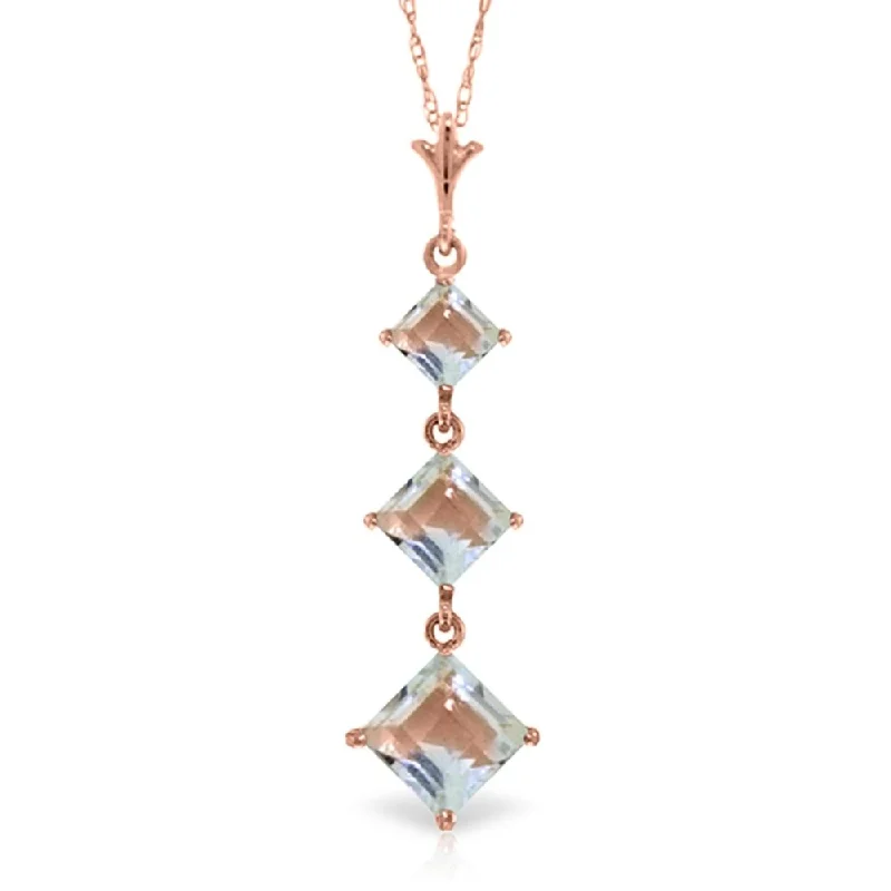 Cool wood necklaces-2.4 Carat 14K Rose Gold Waterdrops Aquamarine Necklace