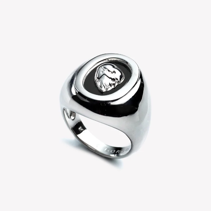 Cord edge rings-MENS SKULL CAMEO RING