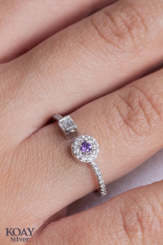 Multi-stone rings-Zircon Purple Ring (055)