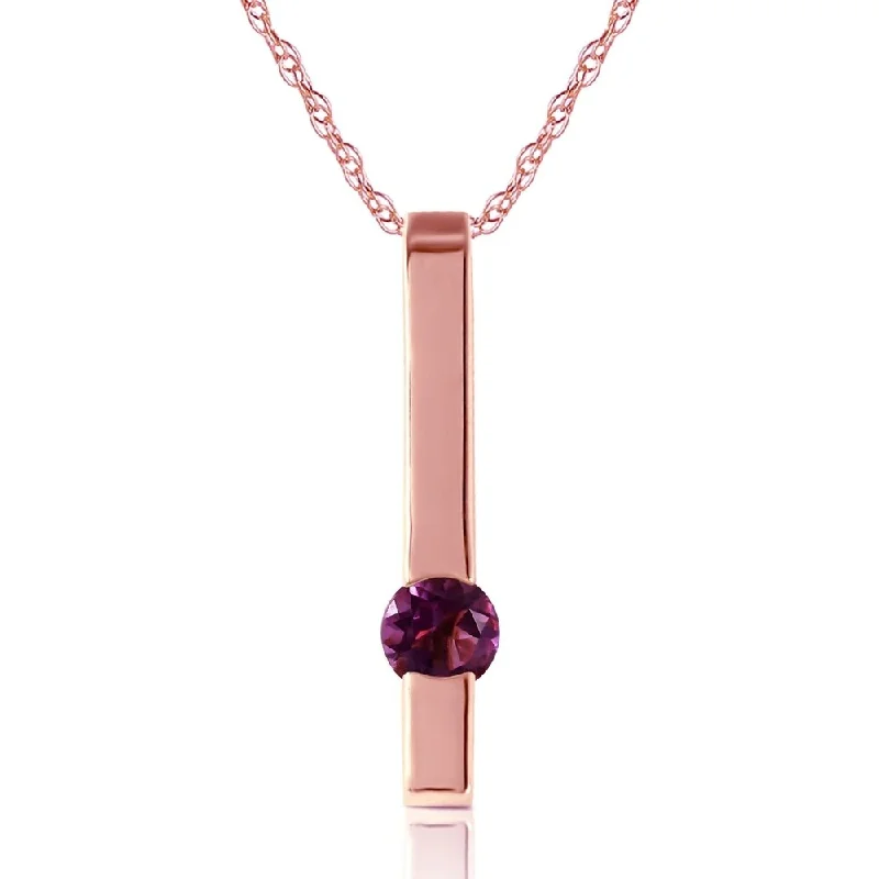 Bead braid necklaces-0.25 Carat 14K Rose Gold Bar Amethyst Necklace