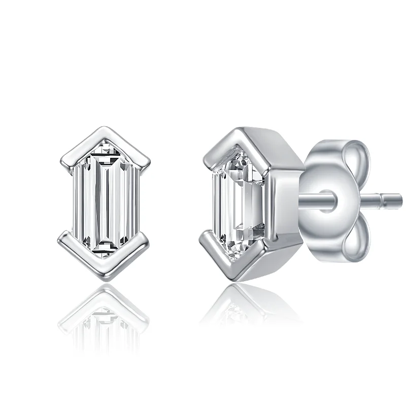 Smooth stud earrings-Déco Mini Baguette Geometric Stud Earrings