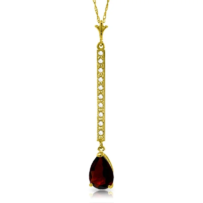 Morganite necklaces-1.8 Carat 14K Gold Necklace Diamond Garnet