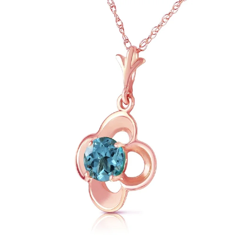 Twisted knot necklaces-14K Solid Rose Gold Necklace with Natural Blue Topaz