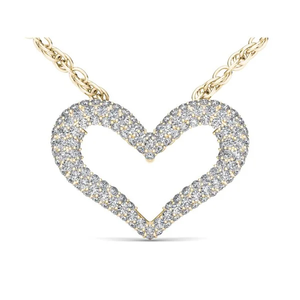 Smooth drop necklaces-De Couer 10k Yellow Gold 1/3ct TDW Diamond Heart Necklace