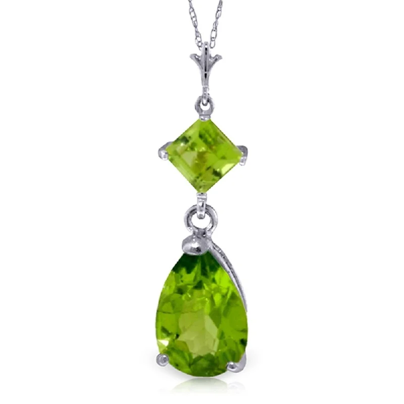 Solid stone necklaces-2 Carat 14K White Gold Embodiment Peridot Necklace