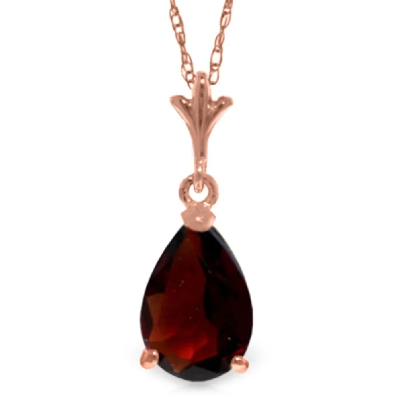 Wide weave necklaces-1.5 Carat 14K Rose Gold Pear Garnet Necklace