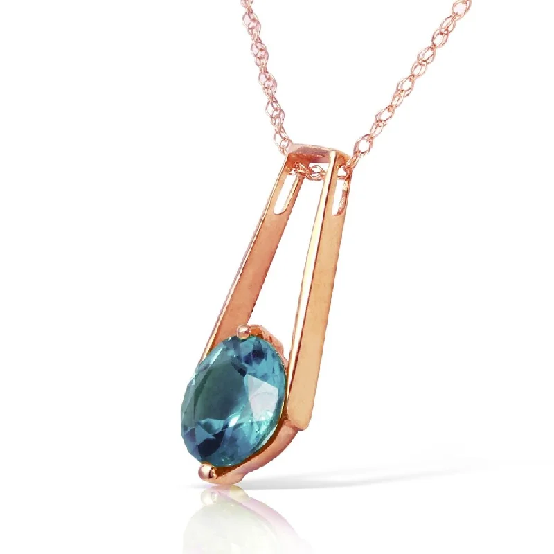 Polished bead necklaces-1.45 Carat 14K Solid Rose Gold Lullaby Blue Topaz Necklace