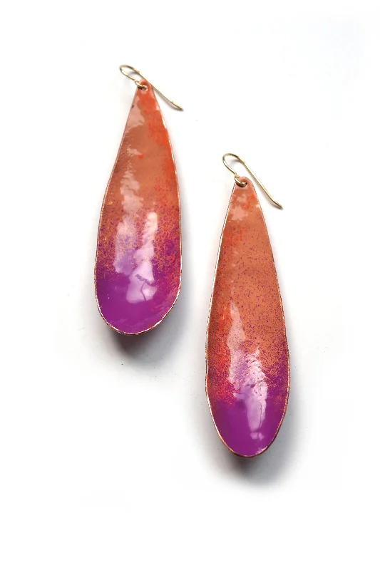 Tiered dangle earrings-Long Chroma Earrings in Dusty Rose and Radiant Orchid