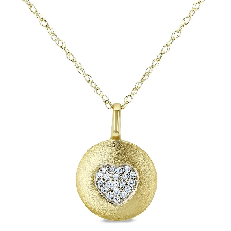 Radiant star necklaces-Annello by Kobelli 10k Yellow Gold Diamond Accented Heart Tag Necklace, 18in