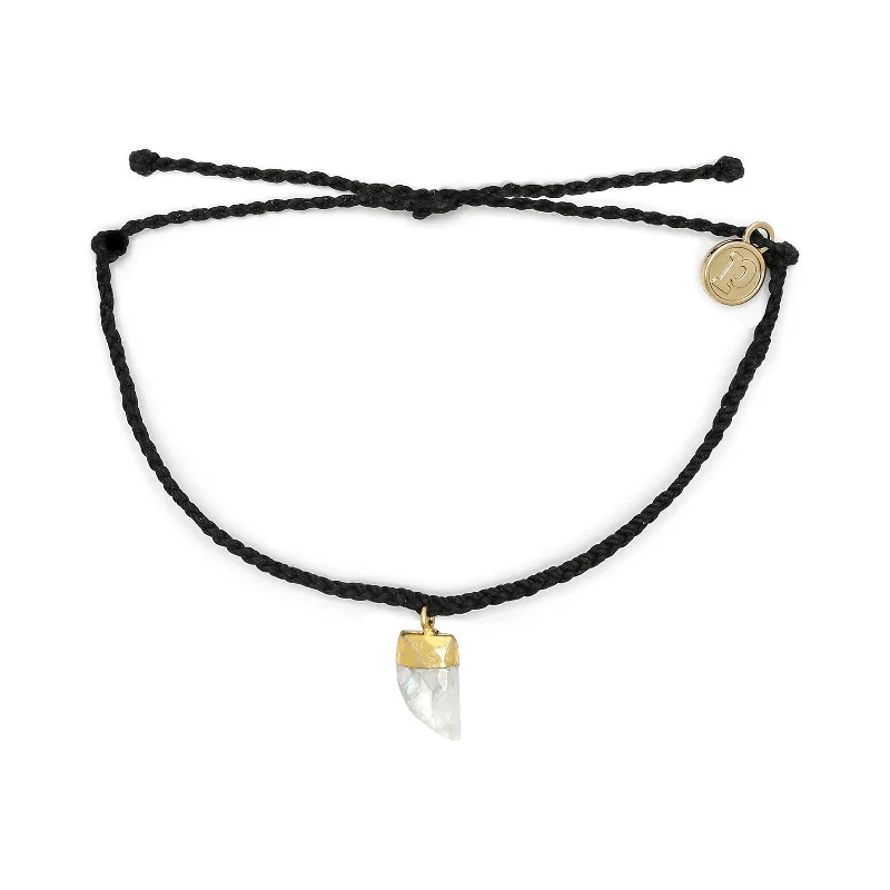 Dual-metal bangles-Stone Shark Tooth Charm