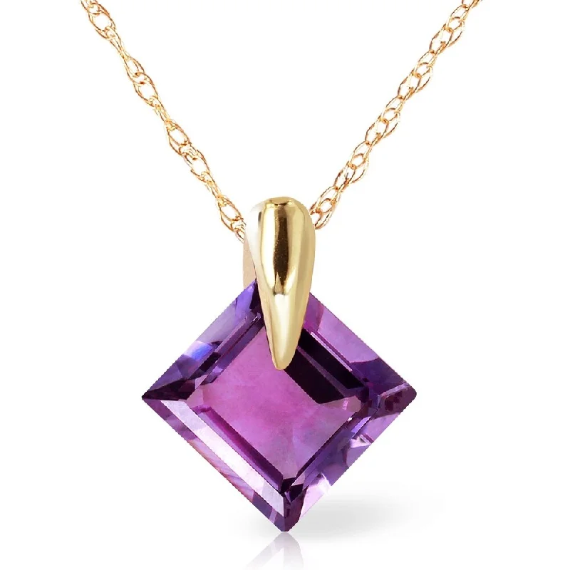 Silk cord necklaces-1.16 Carat 14K Gold Necklace Natural Purple Amethyst