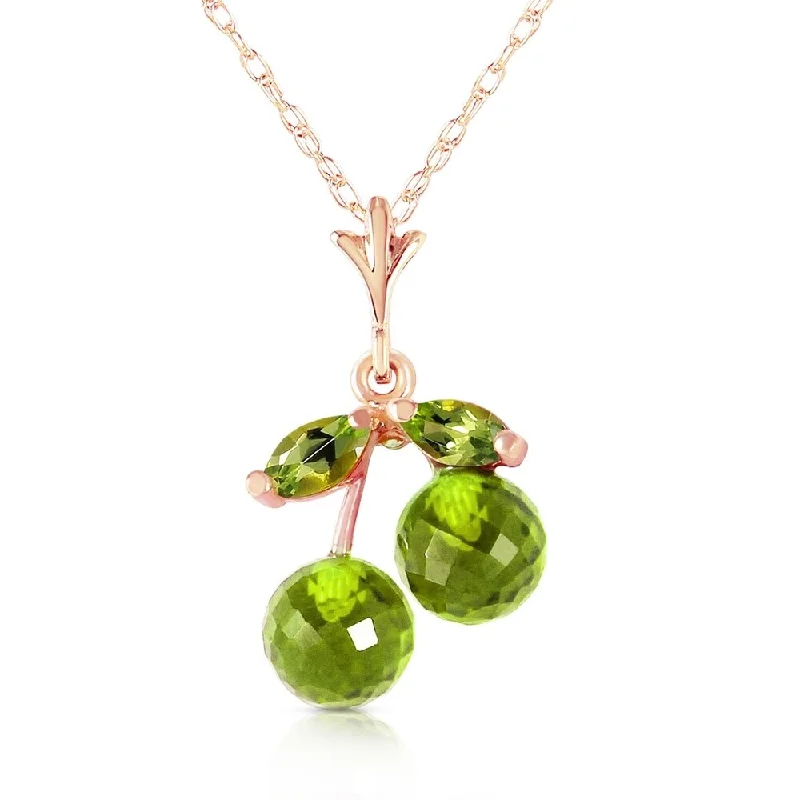 Spring clasp necklaces-14K Solid Rose Gold Necklace with Natural Peridots