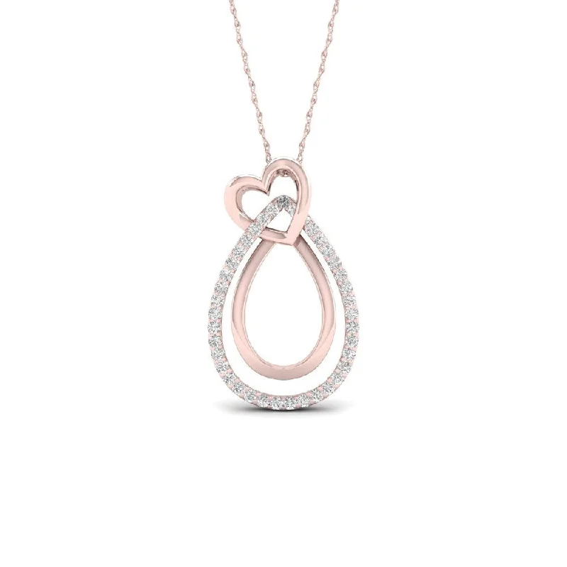 Mist bead necklaces-De Couer 10k Rose Gold 1/10ct TDW Diamond Heart Necklace