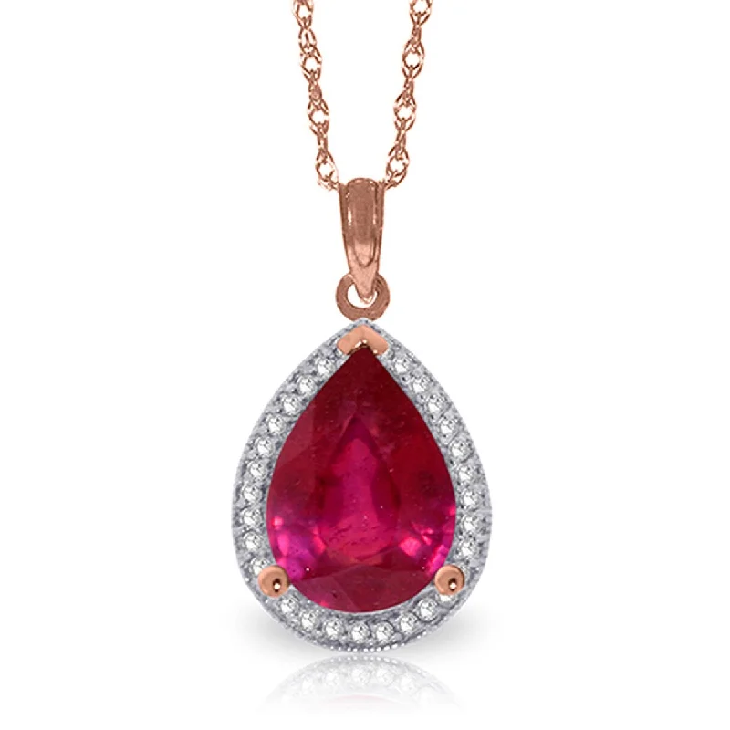 Oval stone necklaces-5.51 Carat 14K Solid Gold Lana Ruby Diamond Gemstone Necklace