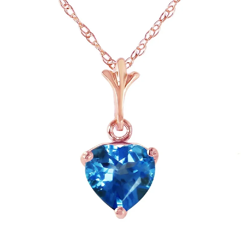 Smooth pendant necklaces-1.15 Carat 14K Rose Gold Proud Heart Blue Topaz Necklace