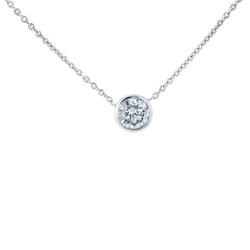 Fine bead necklaces-Annello by Kobelli 14k Gold Lab Grown Diamond Solitaire 1/2 Carat Bezel Necklace