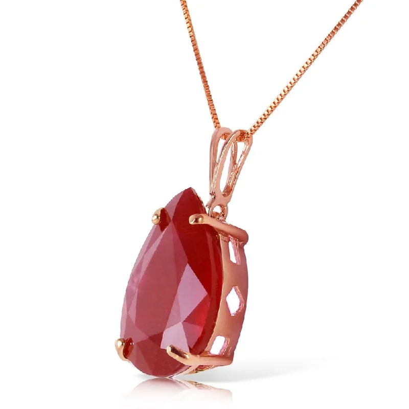 Aged charm necklaces-5 Carat 14K Solid Rose Gold Teardrop Ruby Necklace