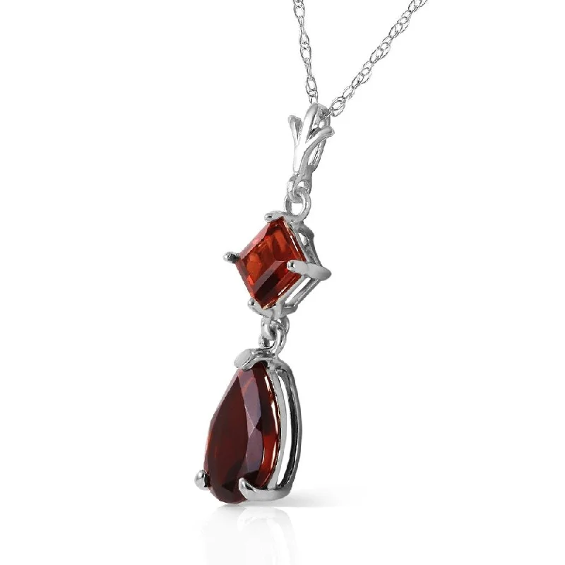 Quirky bead necklaces-2 CTW 14K Solid White Gold Granted Wishes Garnet Necklace