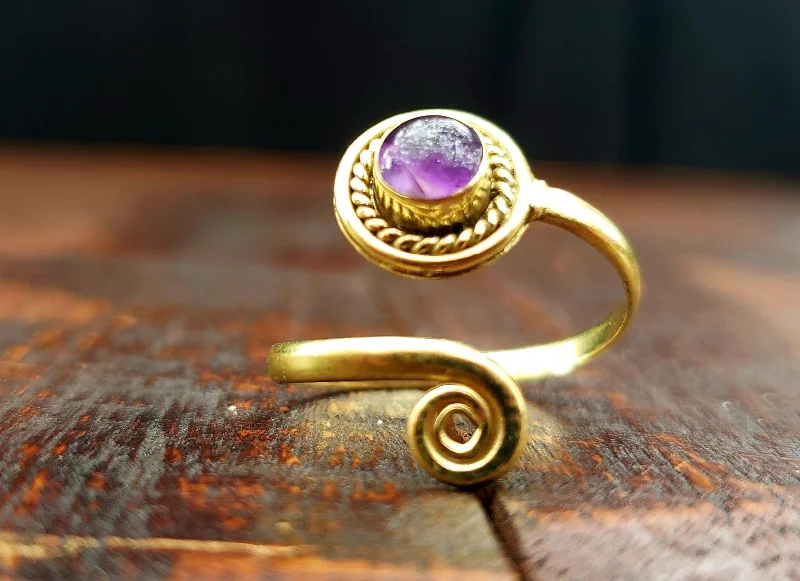 Spinel gem rings-Adjustable Amethyst Ring