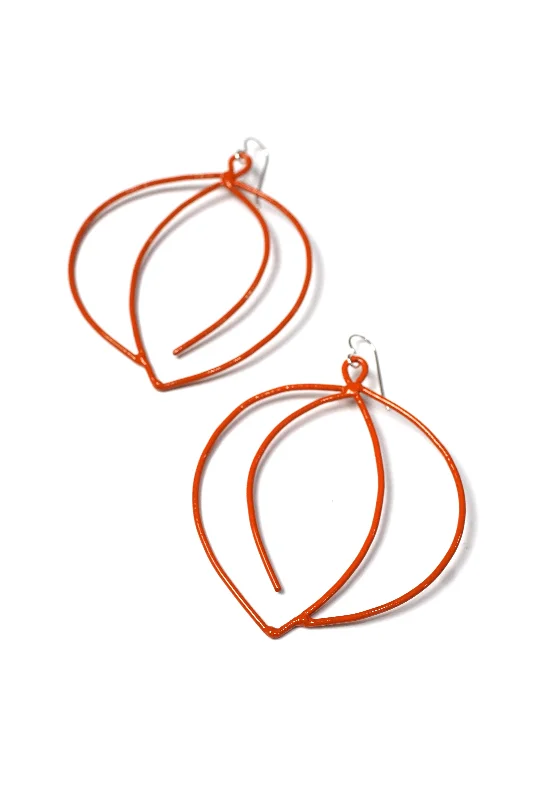 Linen thread earrings-Tete Statement Earrings in Burnt Orange