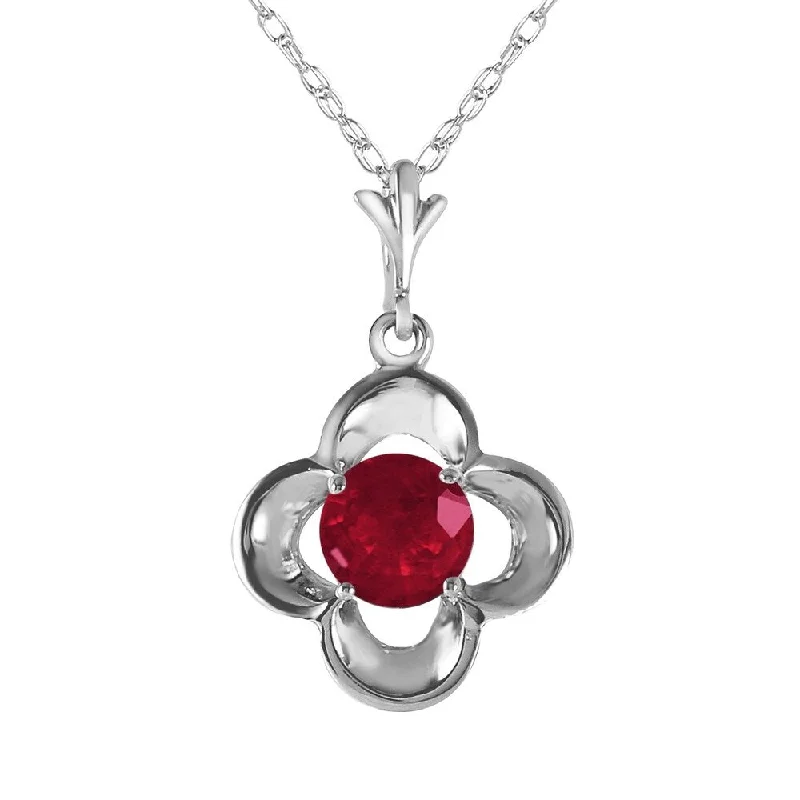 Smooth pendant necklaces-0.55 Carat 14K White Gold Praise Joy Ruby Necklace