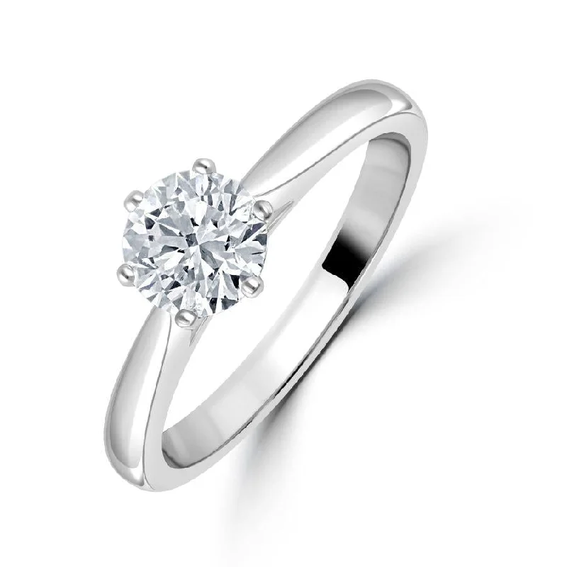 Faith charm engagement rings-0.90ct Round Brilliant Cut Diamond Solitaire Platinum Ring