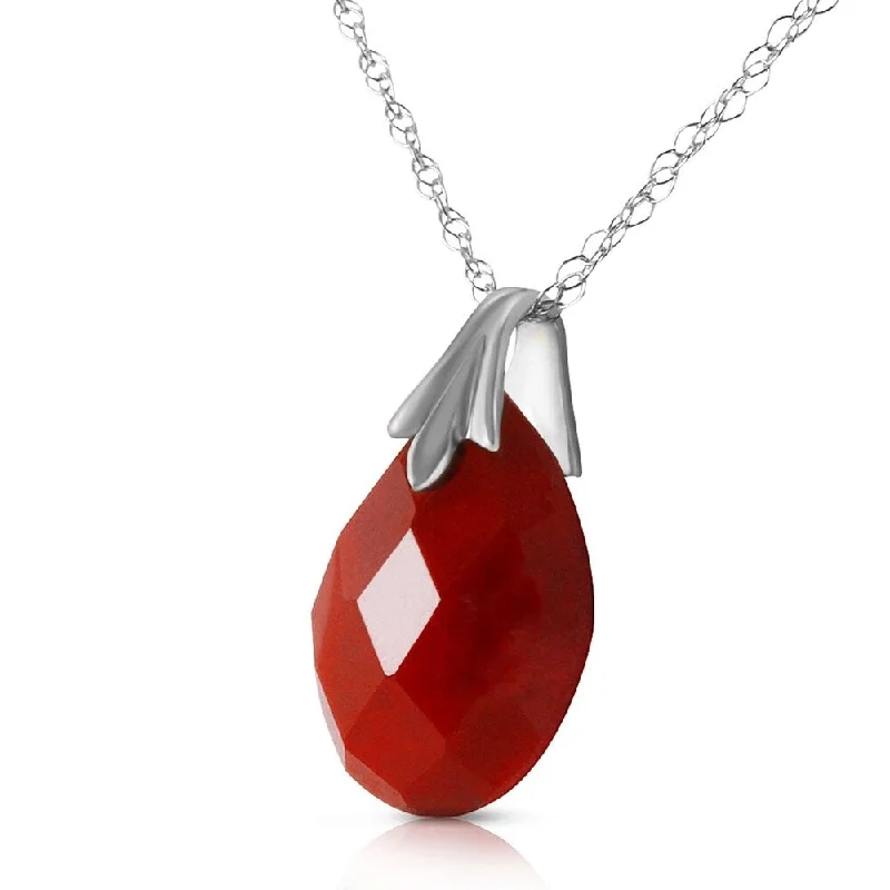 Ruby gem necklaces-14K Solid White Gold Necklace withNatural Diamondyed Ruby