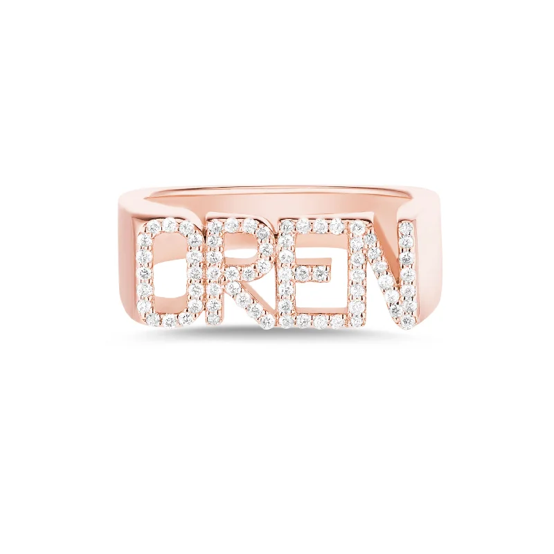 Flow style rings-Custom Diamond Name Ring