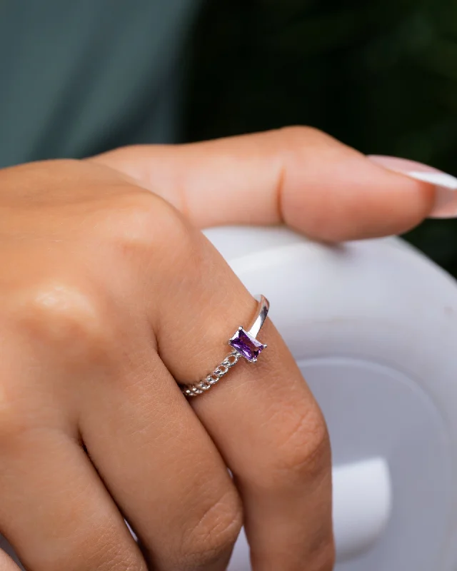 Rustic lock rings-Zircon Ring (091) Purple