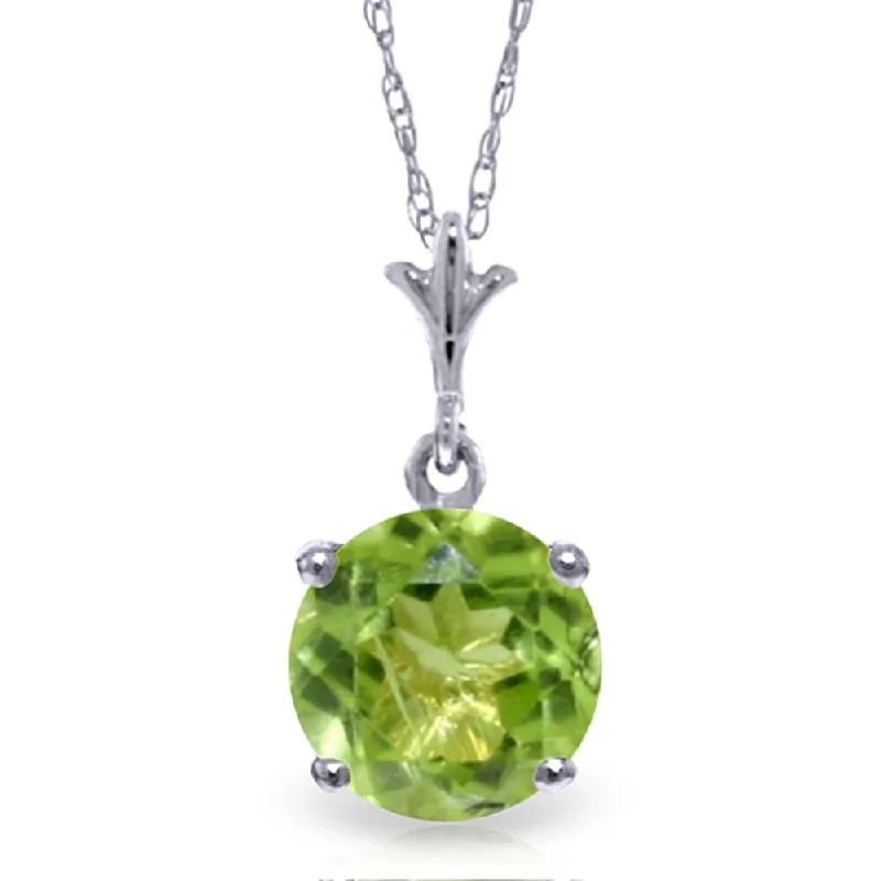 Low bar necklaces-1.15 Carat 14K White Gold Intensely Peridot Necklace